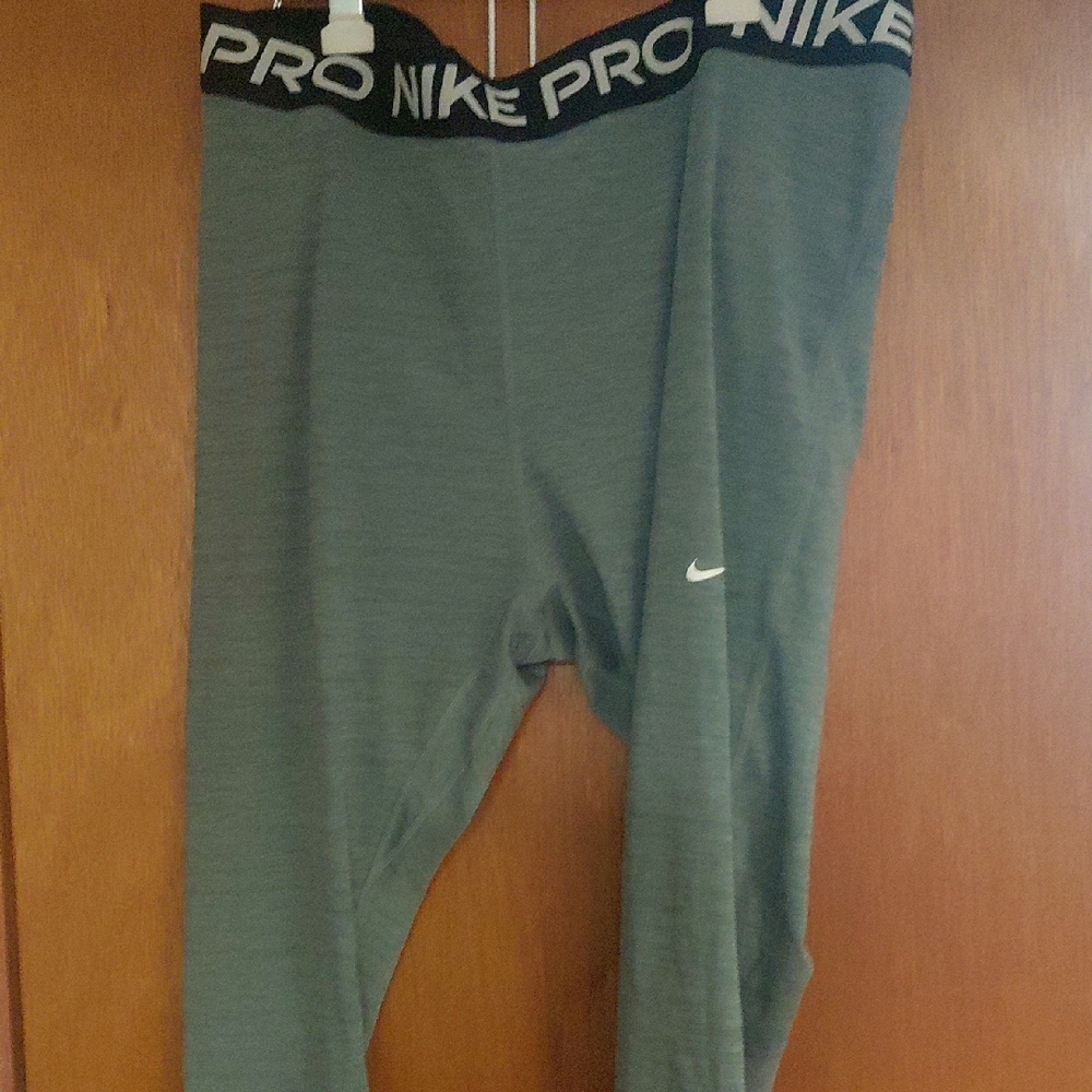Nike Olive Performance Leggings with Black Branded Waistband